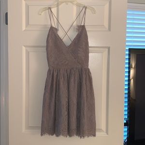 Gray Lacey dress with crisscrossed straps